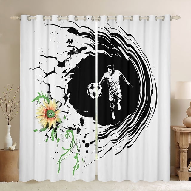 Erosebridal Rideaux et Draperies à Thème Soccer (42x84), Rideaux Occultants Sport 30 %-50 % pour Enfants