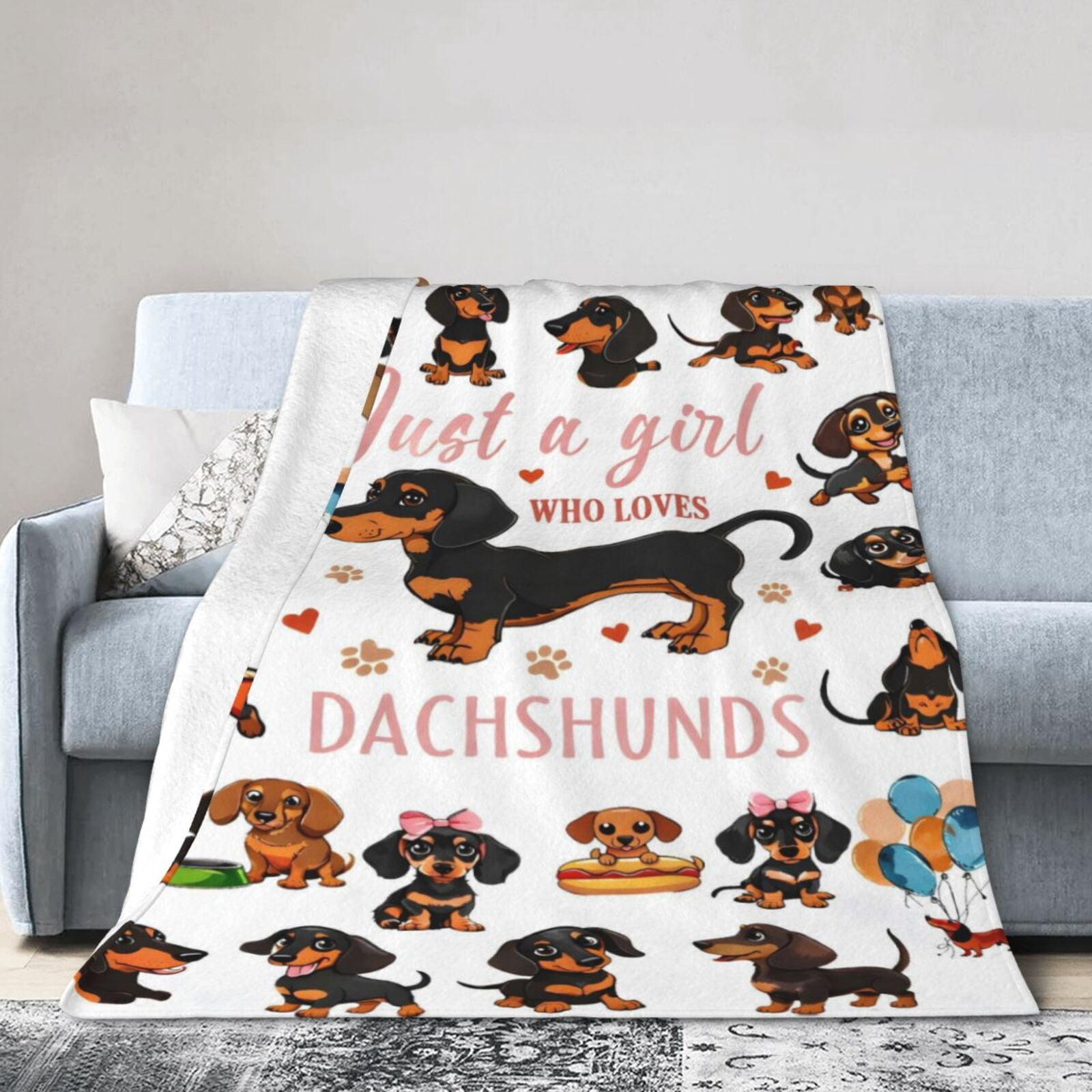 Dachshund Gifts for Women, Wiener Dog Gifts for Girl, Weiner Dog Blanket for Women, Just A Girl Who Love Dachshunds, Dachshund Blanket for Girls 80x60