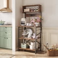 thumbnail image 1 of Estante para Cocina de 5 Niveles, Estantes Organizadores con Enchufes y 6 Ganchos，Estante de Microondas, Mueble Multiusos de Cocina, Sala, Oficina, Industrial, café rústico y Negro, 1 of 6