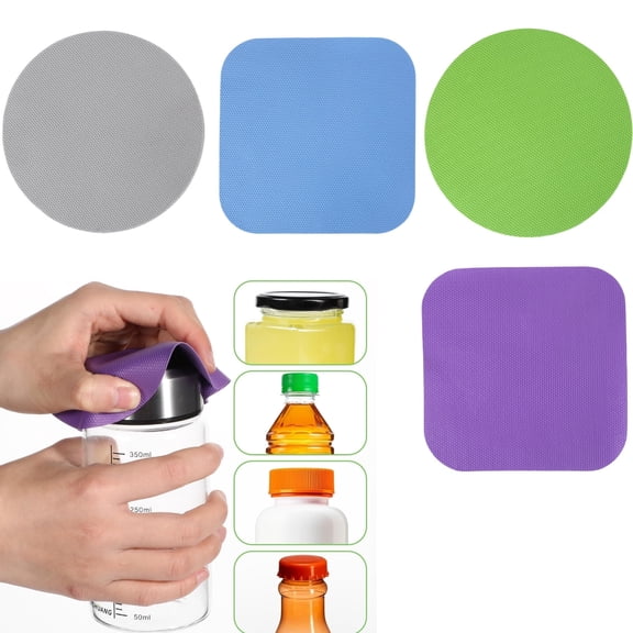 GIXUSIL 4Pcs Rubber Jar Opener Gripper Pad, Heat Insulation Pad,Rubber Grippers for Opening Jars Grippers for Arthritis Hands Reusable Jar Opener Grip Bottle Lid Openers for Weak Hands Elderly Women