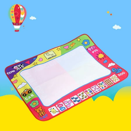 EECOO 4 Color Water Painting Draw Writing Mat Kid Aquadoodle Developmental Doodle Board Toy With Magic Pen(31.5 X