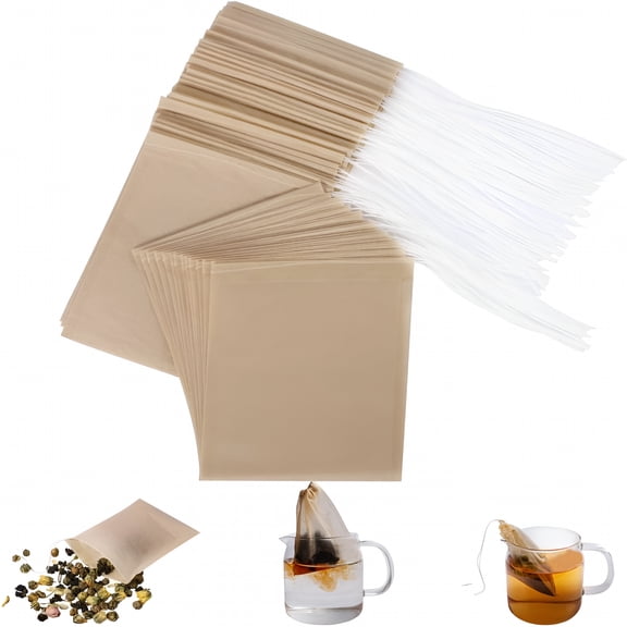 ACDANC Disposable Tea Filter Bags for Loose Tea,Wood Pulp Material,Biodegradable and Compostable,Unbleached Empty Tea Infuser Sachets with Drawstring,100 Pack (3.2inch x 4.0inch)