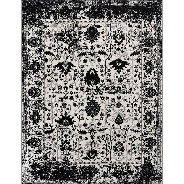 Unique Loom Portland Tone-on-Tone Design Rug 10' x 13' Rectangle White/Black
