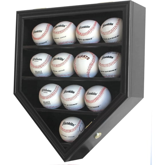 Display Case | Baseball Holders for Balls | Display Baseballs | 12 Ball Display Box | 96% Clear Antifade UV Protection | with Gold Locks for Homerun Autograph Ball | Small