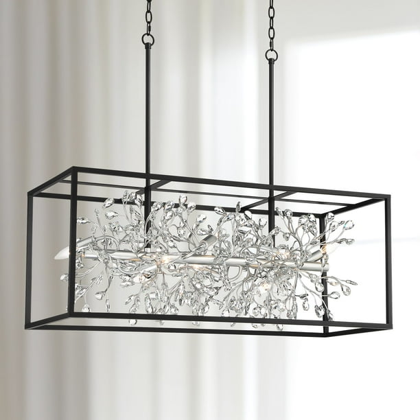Barnes And Ivy Black Silver Linear Pendant Chandelier 38 1 2 Wide Modern Clear Crystal Flower Vine 8 Light Fixture Kitchen Island Com Linear Pendant Chandelier 38, What Does It Mean To Swing From The Chandelier Vine
