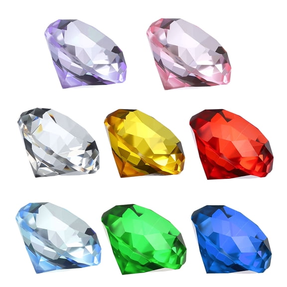 Uxcell 8 Pcs Diamond Crystal Paperweight, 40mm / 1.57 Inch Crystal Paperweight Paper Weight for Home Office Desktop Table Decor Wedding Party Jewelry Ornaments, Multicolor