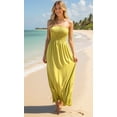 thumbnail image 4 of HAPPY BAY Women's Beach Summer Solid Smocked Tube Top Maxi Evening Frill Dress Casual Strapless Dresses for Women One Size Old Gold, Solid, 4 of 4