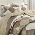 thumbnail image 4 of DDUOXIN 128x120 Bedspreads for King Size Beds - 100% Organic Cotton Beige Brown Patchwork Plaid Reversible California King Bedspread, Lightweight Vintage Cal Oversized King Quilt Bedding Set, 3 Piece, 4 of 11
