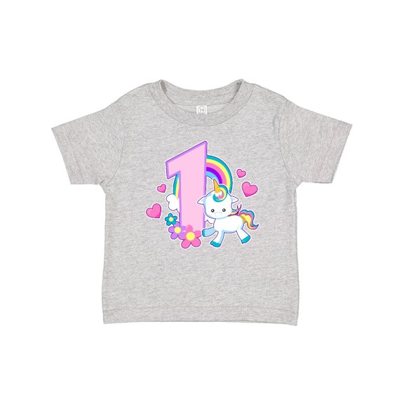 Inktastic I Am 1 Year Old with Unicorn and Hearts Girls Baby T-Shirt