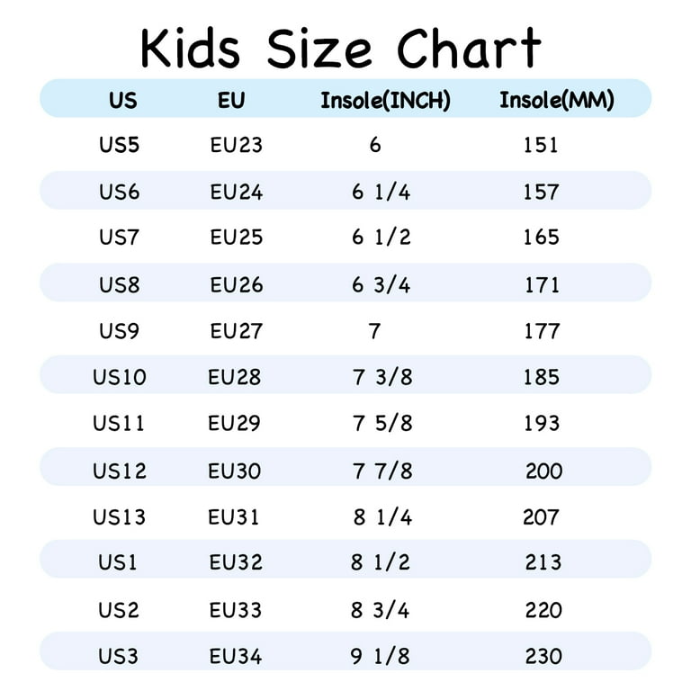 Us kids size 13 store