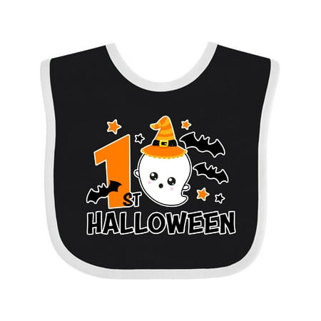 Inktastic 1st Halloween with Ghost and Bats Boys or Girls Baby Bib