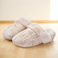thumbnail image 2 of Rokment Classic Platform Fuzzy Slippers for Women Indoor and Outdoor Winter Fashion Warm Plush Slip on Boots House Bedroom Booties Ladies Beige Size 6, 2 of 5