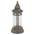 thumbnail image 4 of Decmode 17 X 7 Inch Traditional Metal and Glass Lantern, Tarnished Brass, 4 of 10