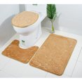 thumbnail image 2 of Three Pieces Bathroom Mat Set Flannel Embossed Shells Nonslip Bath Bathtub U-shape Rug Carpet Toilet Seat Lid Cover (Go, 2 of 8