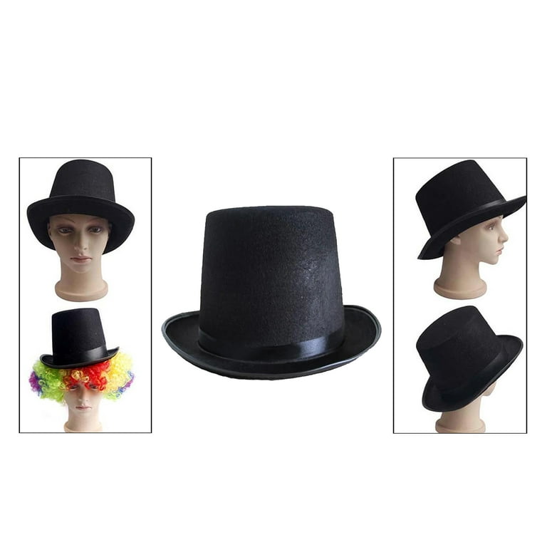 SATINIOR 6 Pcs Black Felt Top Hats for Men Kid Women, Costume Top Hats Bulk  M