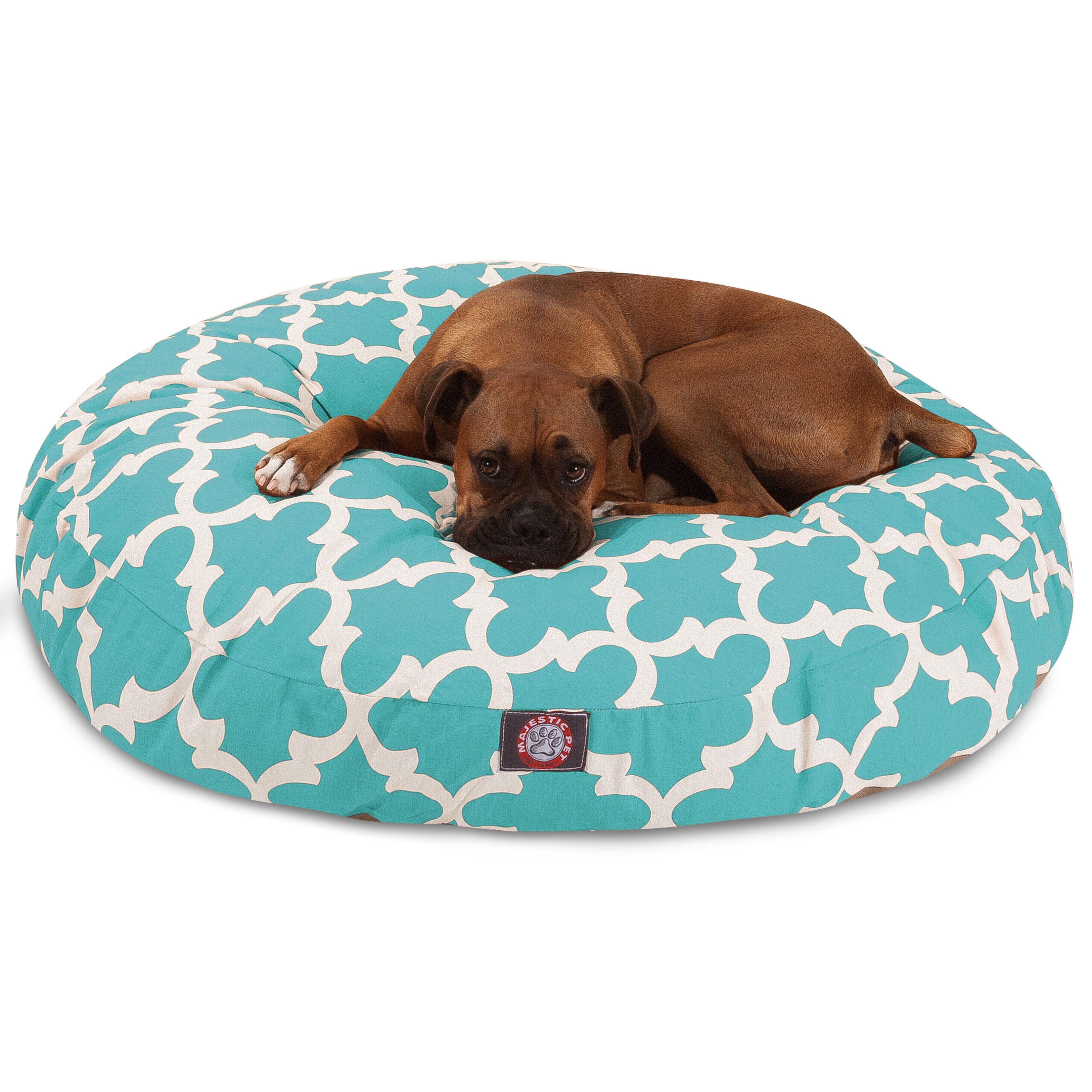 Majestic Pet | Trellis Round Pet Bed For Dogs, Removable Cover, Teal, Large