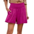 thumbnail image 3 of Trendfront Womens High Waisted Elastic Wide Leg Shorts with Pockets Solid Color Casual Shorts Comfortable Pull On Summer Shorts, 3 of 9