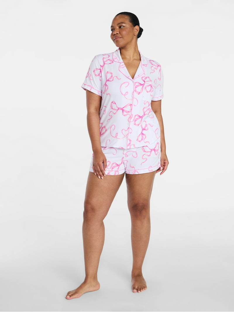 Joyspun Women's Dreamy Soft Collection Bridal Knit Top and Shorts