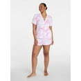 thumbnail image 5 of Joyspun Women’s Dreamy Soft Collection Bridal Short Sleeve Knit Notch Collar Top and Shorts Pajama Set, 2-Piece, Sizes XS-3X, 5 of 6
