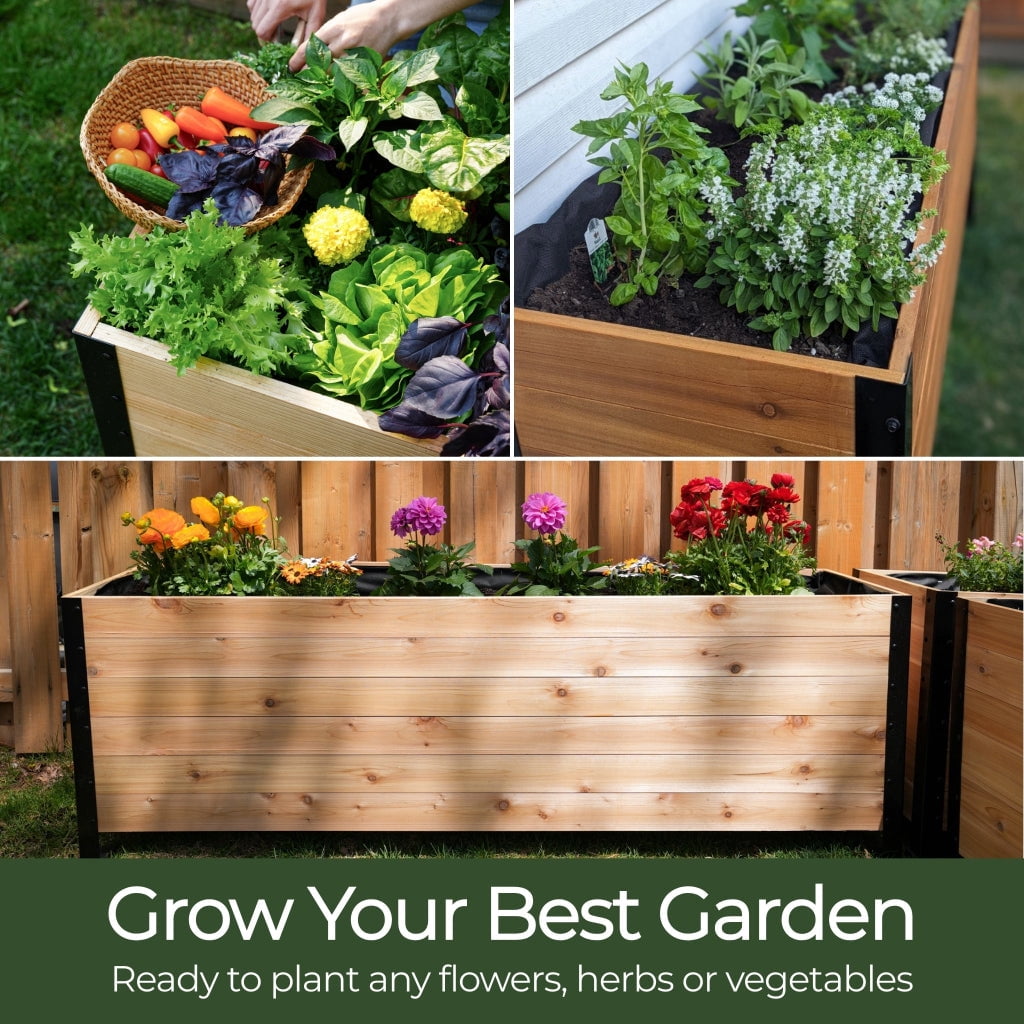Cedar Planters 18" x 48" Elevated Garden Bed - Western Red Cedar Raised Planter Box, 24" Tall