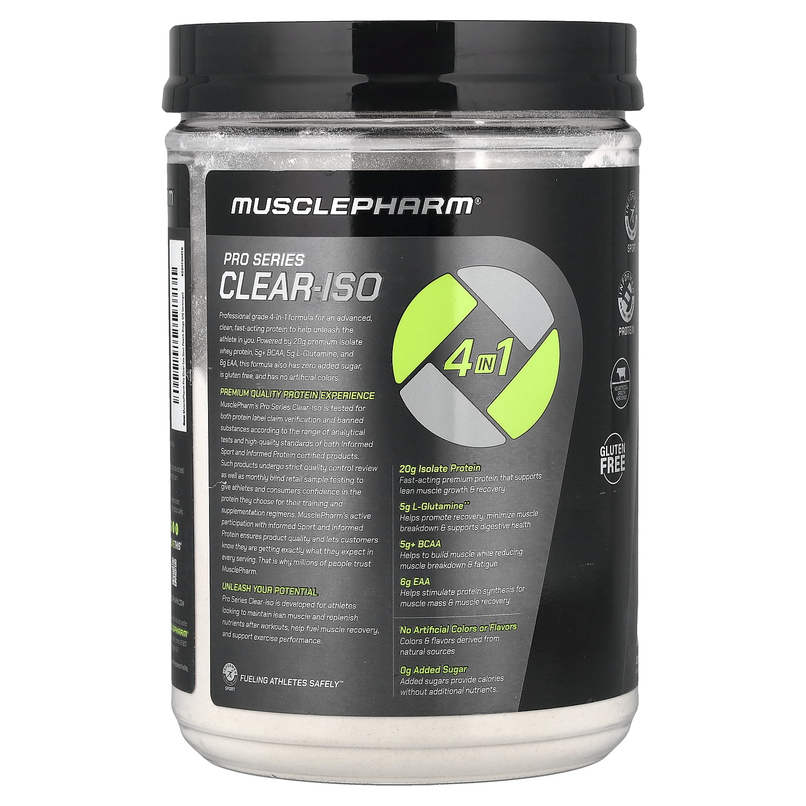 MusclePharm Pro Series Clear-ISO, Protein Powder Drink Mix, Sour Peach Rings, 1.14 lbs (520 mg)