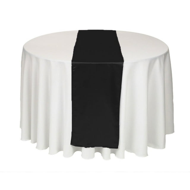Linentablecloth Camino De Mesa Satinado De 14 X 108 Pulgadas, Color Negro
