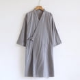 thumbnail image 2 of FRSASU Men's Kimono Traditional Japanese Clothing Male Cardigan Noragi Jacket Yukata Coat V-Neck Thin Breathable Strap Home Sleepwear Gray, 2 of 6