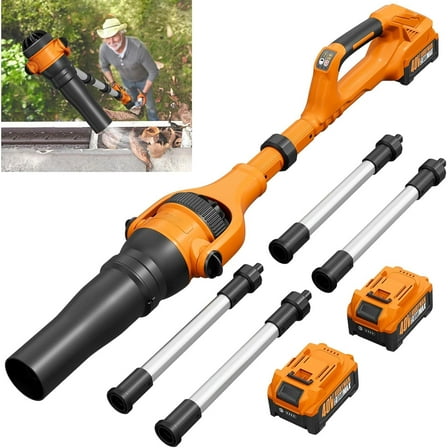 Roof Gutter Cleaning from The Ground, 40V Leaf Blowers Cordless, 580CFM/180MPH with 2 Batteries and Charger, Brushless 2-Speed Motor for Gutter Cleaning Extension Attachment Kit for Garden,House