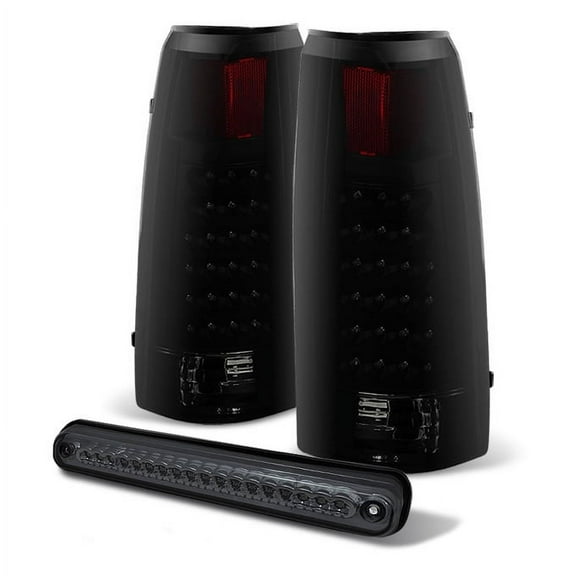 AKKON - For 1988-1998 Chevy GMC C/K C10 LED Black Smoked Pair Tail Lights   Smoke 3rd Brake Cargo Light Combo