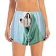 thumbnail image 4 of Lsque Dog Wrapped in Towel Printed Women's Running Shorts with Liner Pockets,Elastic Quick Dry Workout Athletic Gym Yoga Shorts,Womens High Waist Shorts-Small, 4 of 9