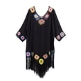 thumbnail image 5 of Tqyyweavej Dresses for Women Vintage Sheer 3/4 Length Sleeve Bathing Suit Coverups Solid Color Crewneck Swimsuit Cover Up with Tassels, 5 of 6