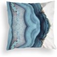 thumbnail image 3 of Juego de 4 fundas de almohada decorativas, diseño de lunares de mármol azul marino con textura marina, de lino, para sofá, dormitorio, coche, decoración del hogar, 18 x 18 pulgadas, 3 of 7