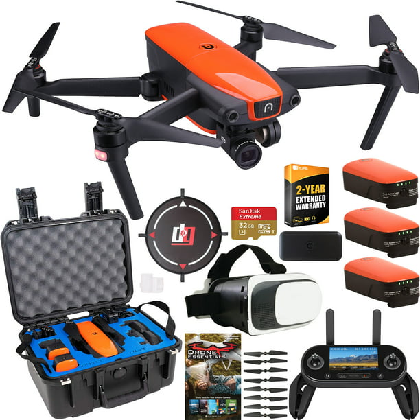 Autel Robotics EVO Drone Quadcopter Rugged Extended Warranty Bundle 4K Ultra HD Video 3-Axis Gimbal 12MP Camera with OLED Remote Control + FPV VR Goggle + Hard Case + Triple