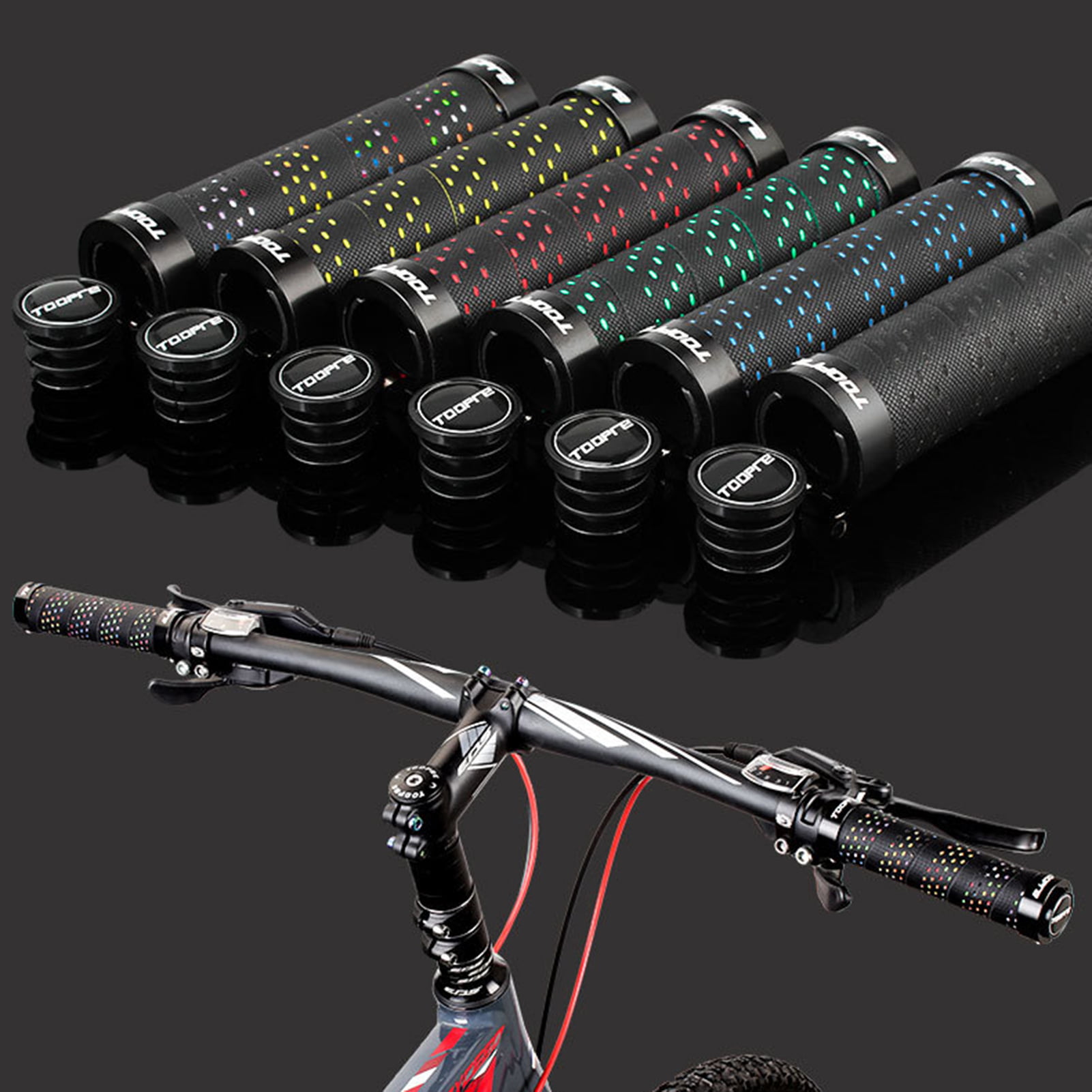 1/2Pair Bicycle Rubber Handlebar Cover Bike Grip Cover Anti-slip Handle Grip Bar