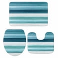 thumbnail image 2 of Blue White Bathroom Rugs Set Gradient Stripe Abstract Lines Texture Modern Non Slip Absorbent Soft Bath Mats 3 Piece Set with Bathroom Rug, U-Shaped Floor Mat, Toilet Seat Cover Small Size, 2 of 9