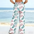 thumbnail image 5 of MYAOYI Women's Loose Flowy Palazzo Pants, Tropical Palm Print Elastic High Waist Casual Trousers, 5 of 7