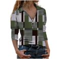 thumbnail image 6 of Cute Shirts For Women V Neck Long Sleeve Color Block Loose Zip Elegant Casual T Shirt Breathable Soft Fall Basic Work Tee Vacation Clothes Green XXL, 6 of 6