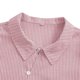 thumbnail image 4 of Camiseta de Solapa de Rayas Sueltas de Manga Larga de las Mujeres con Botón de Cuerda Elástica, Malla Estilo Superior, 4 of 9