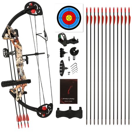 Compound Bow Archery kit for Youth & Beginner Right Handed 19"-28" Draw Length 15-29 Lbs Draw Weight 260 fps Lightweight Design