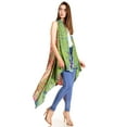 thumbnail image 4 of Sakkas Ivana Women's Oversized Draped Open Front Sleeveless Cardigan in Tie Dye - Olive - Plus Size, 4 of 5
