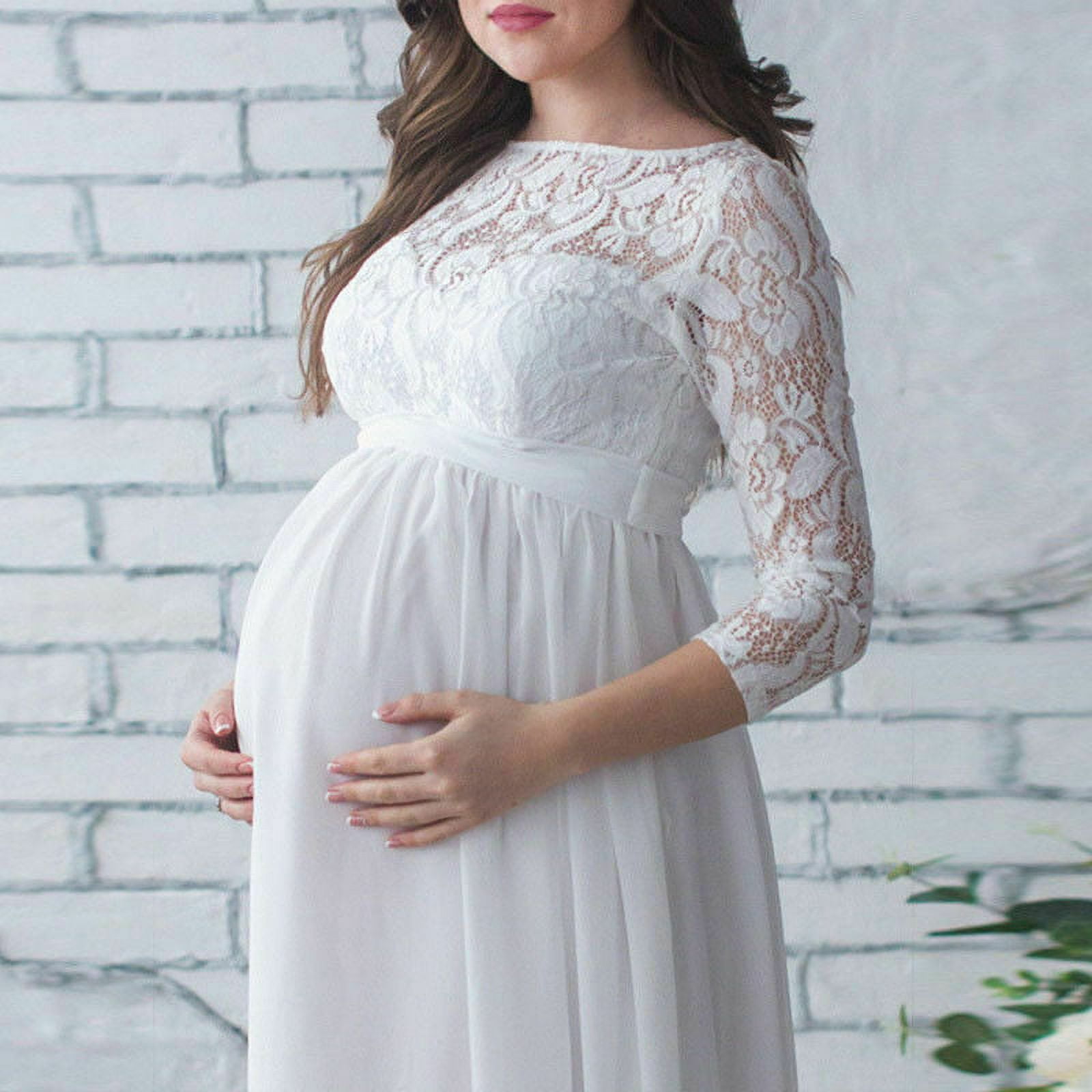  Women's Long Maternity Dress Lace Short Sleeve Photography  Pregnant Clothes (2XL, Coffee) : Clothing, Shoes & Jewelry