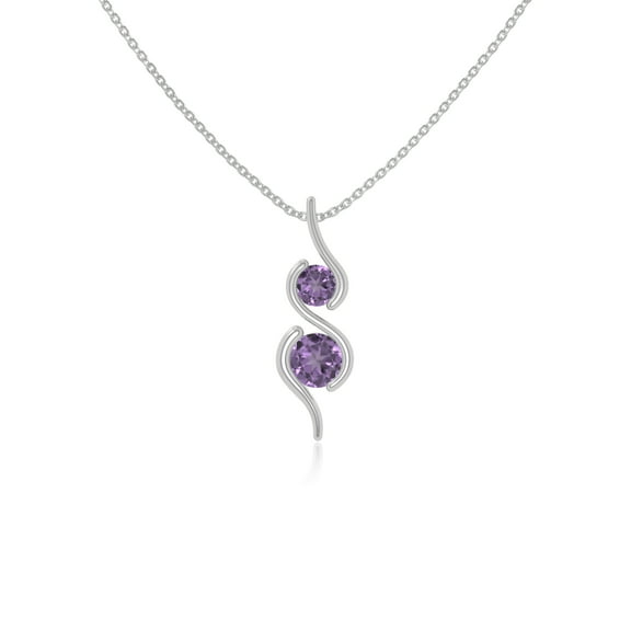 Natural Amethyst 2 Stone Infinity Pendant Necklaces for Women in Sterling Silver,February Birthstone Jewelry Gifts for Her Birthday,Wedding Anniversary,Mothers Day,Christmas,Graduation,Valentines