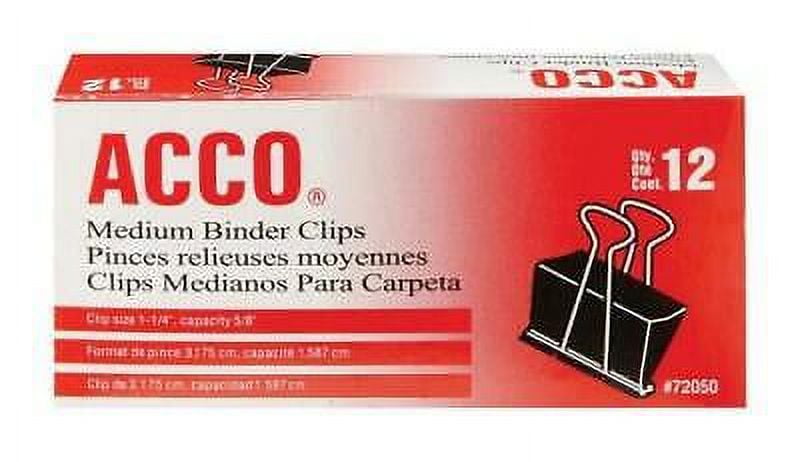5 PC Acco Medium Black/Silver Binder Clips 12 pk