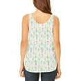 thumbnail image 2 of Watercolor Retro Cactus Bold Pastel Pattern Repeat Juniors Flowy Side Slit Tank Top White MD, 2 of 2