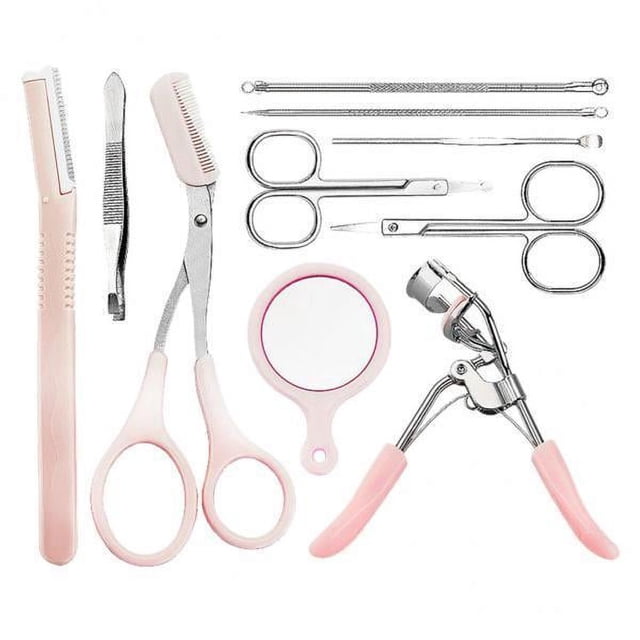 Bunblic 2X 10 Pcs Outils pour Sourcils Pinces Ciseaux Pince à Cils Kit de Peignes 2 Pcs