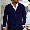 thumbnail image 6 of Zimjoy Men's Cardigan Sweaters Casual Button Up V Neck Knit Sweater Long Sleeve Open Front Slim Fit Blue Cardigan Lightweight Fall Clothes with Pocket, Navy M, 6 of 6