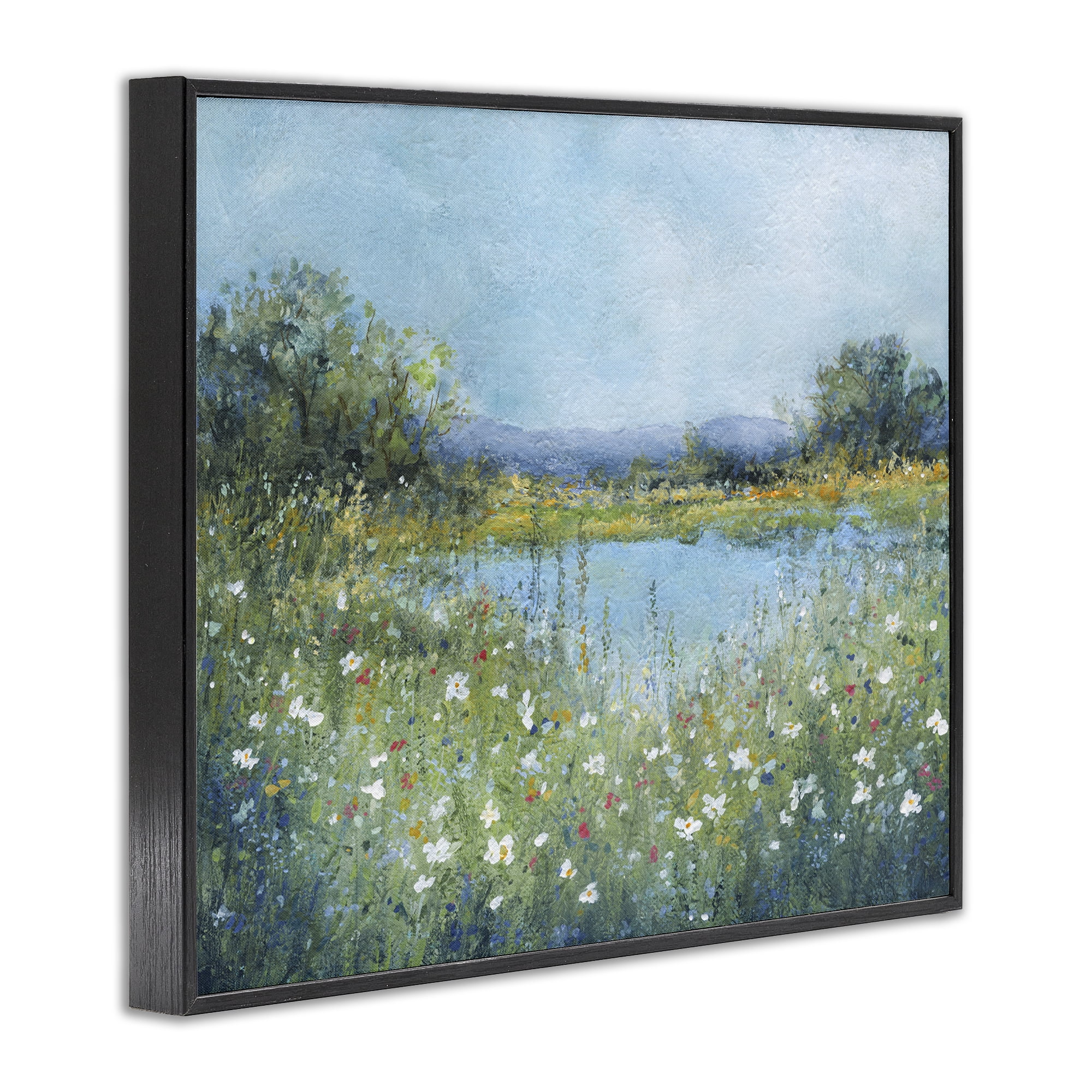 Stupell Industries Impressionist Meadow Surrounding Pond Black Framed Giclee Art, design by Carol Robinson
