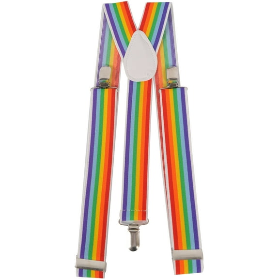 Dress Up America Adjustable Rainbow Stripe Y Back Style Suspenders