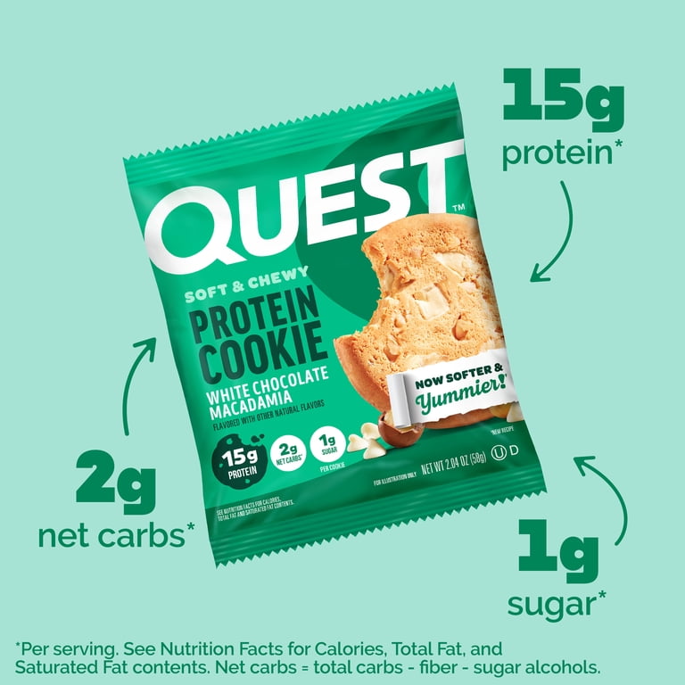 Quest Nutrition White Chocolate Macadamia Cookies with 15g Protein