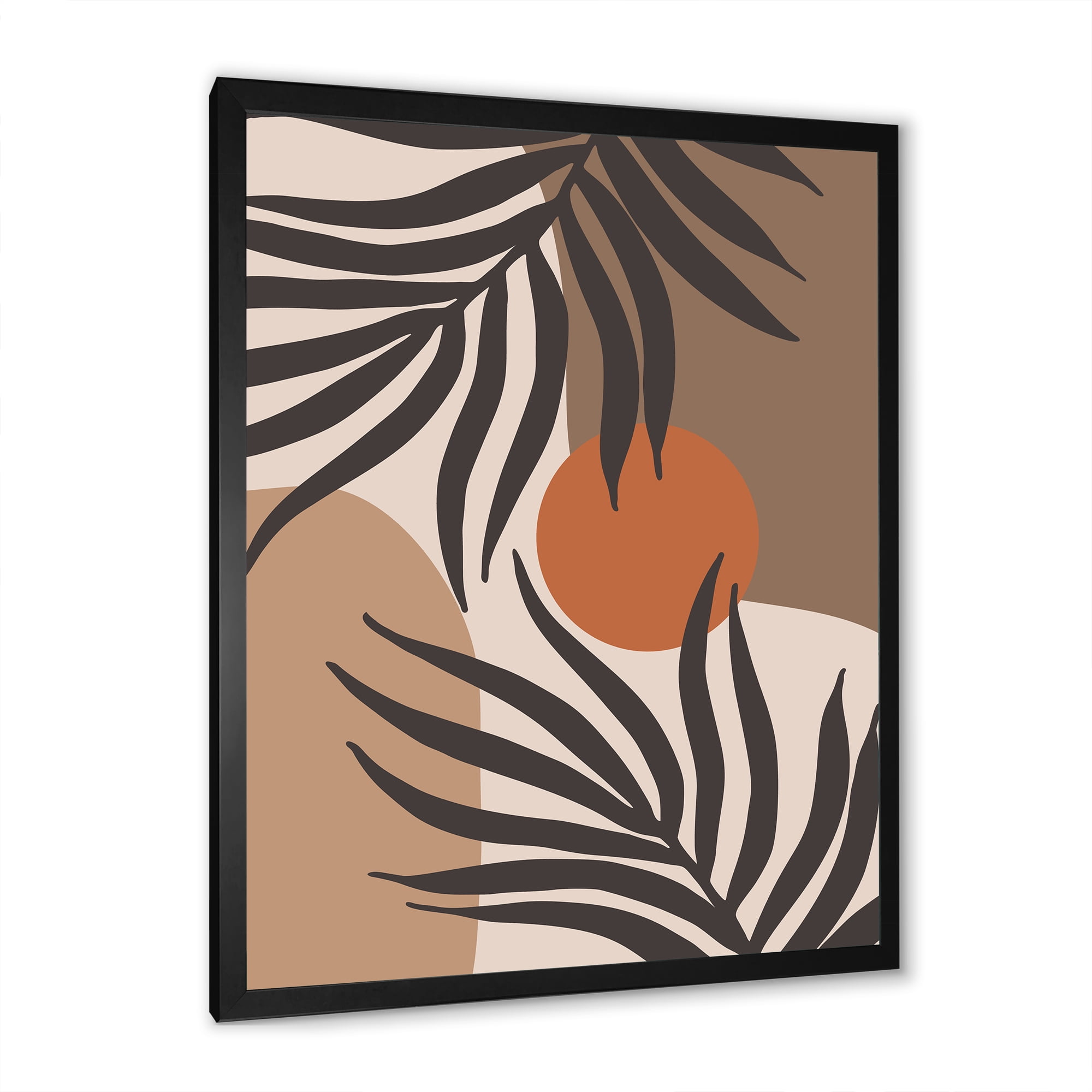 Designart 'Sun and Moon Shapes In Retro Terracotta Tones III' Modern Framed Art Print